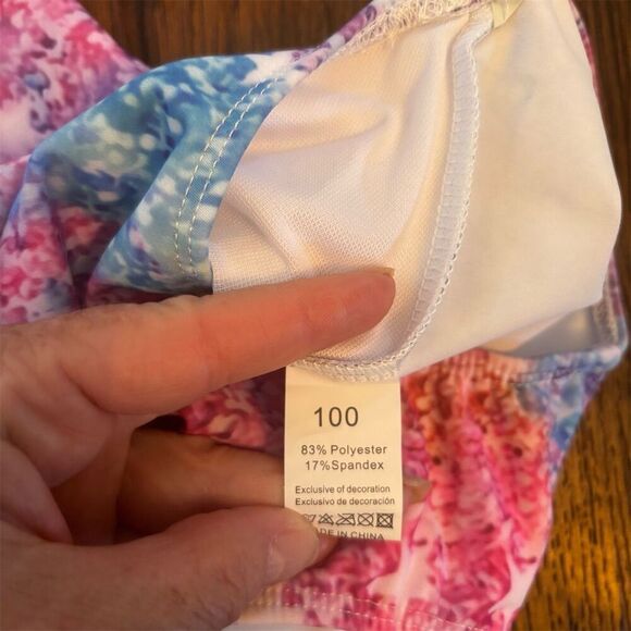 Aflyko Girls' Glittery One-Piece Swimsuit Size 4 Pink Blue Gradient - Picture 5 of 5